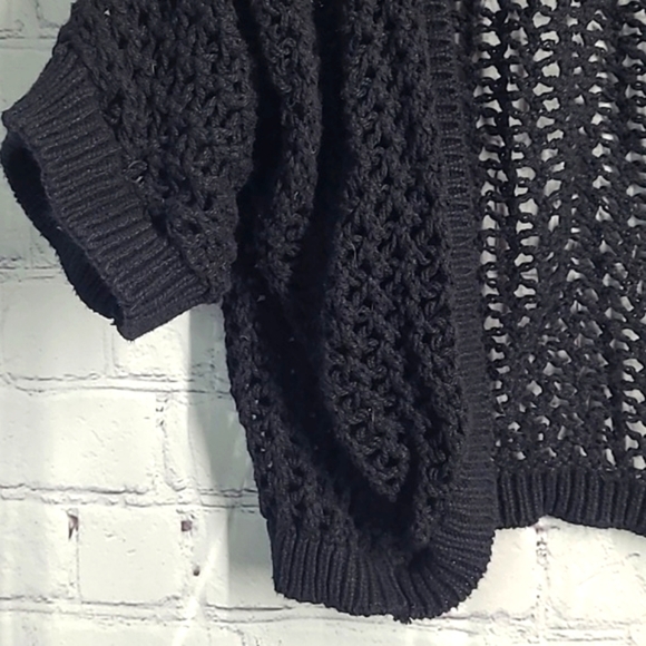 Y2K Torrid USA Made Black Chunky Loose Knit Quarter Sleeve Top Plus Size 1 - Picture 6 of 11